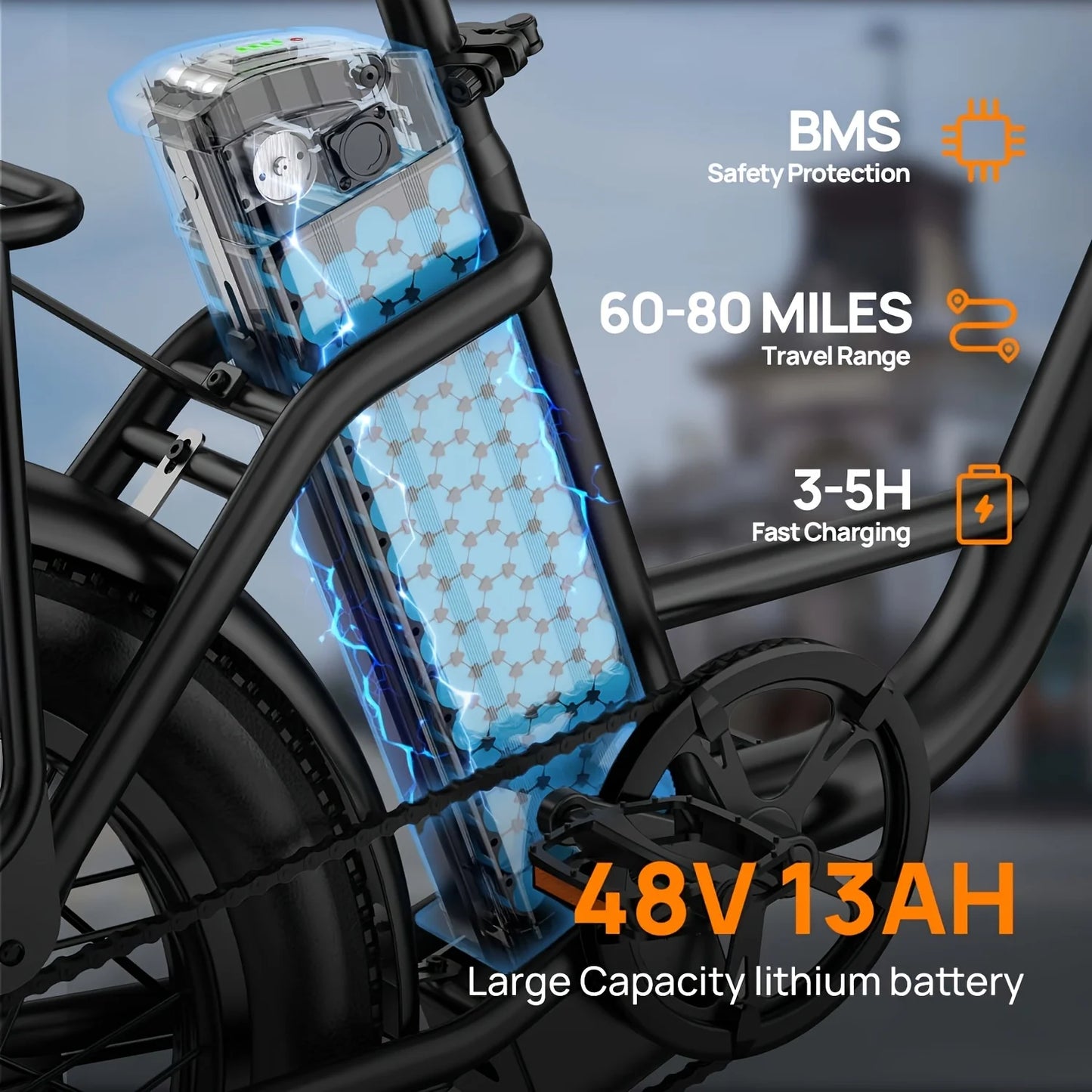 URLIFE 1000W Fat Tire Electric Bicycle With Removable Battery