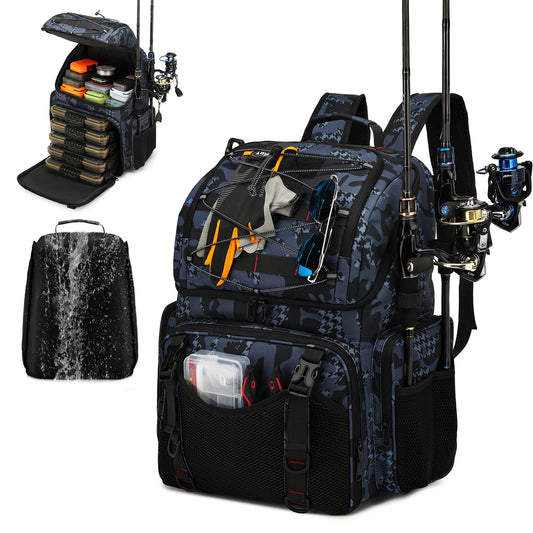 Fishing Backpack With Rod Holders And Rain Cover Tackle Bag