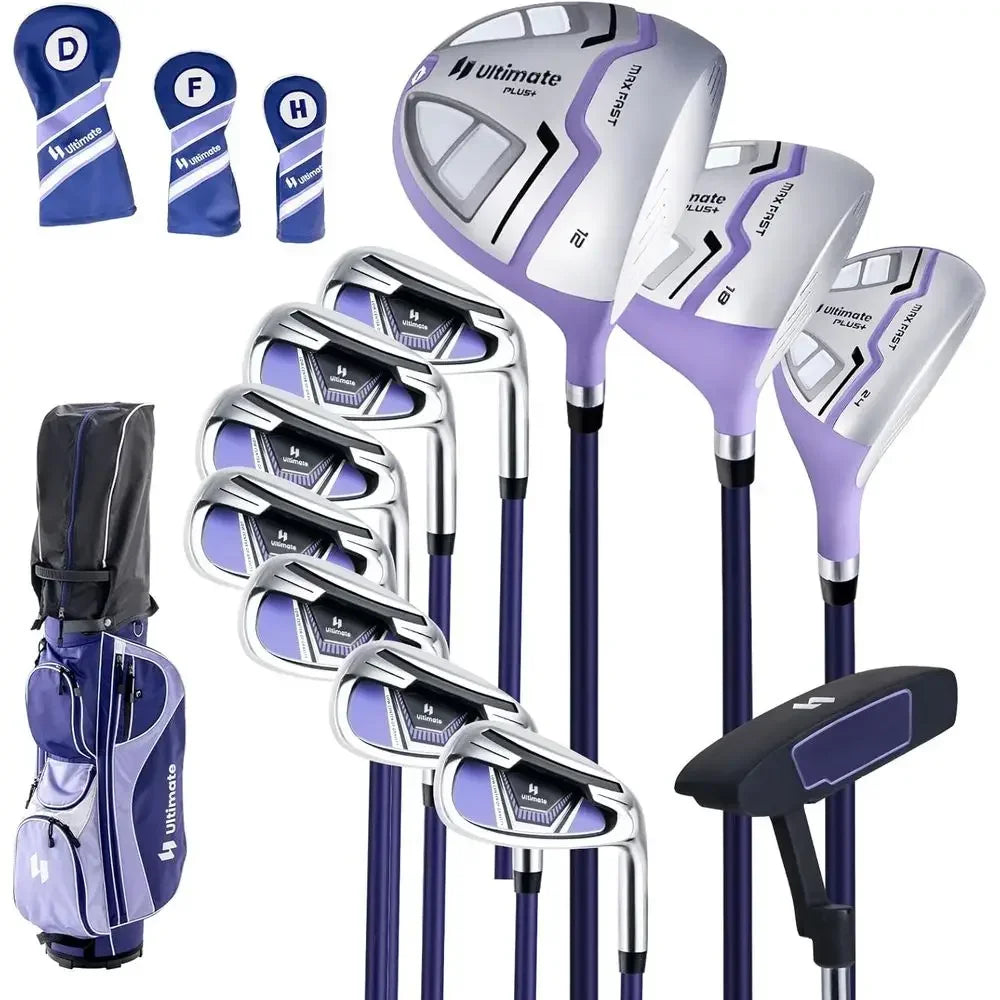 Women's Golf Set Featuring Driver Hybrid Irons Putter Cart Bag