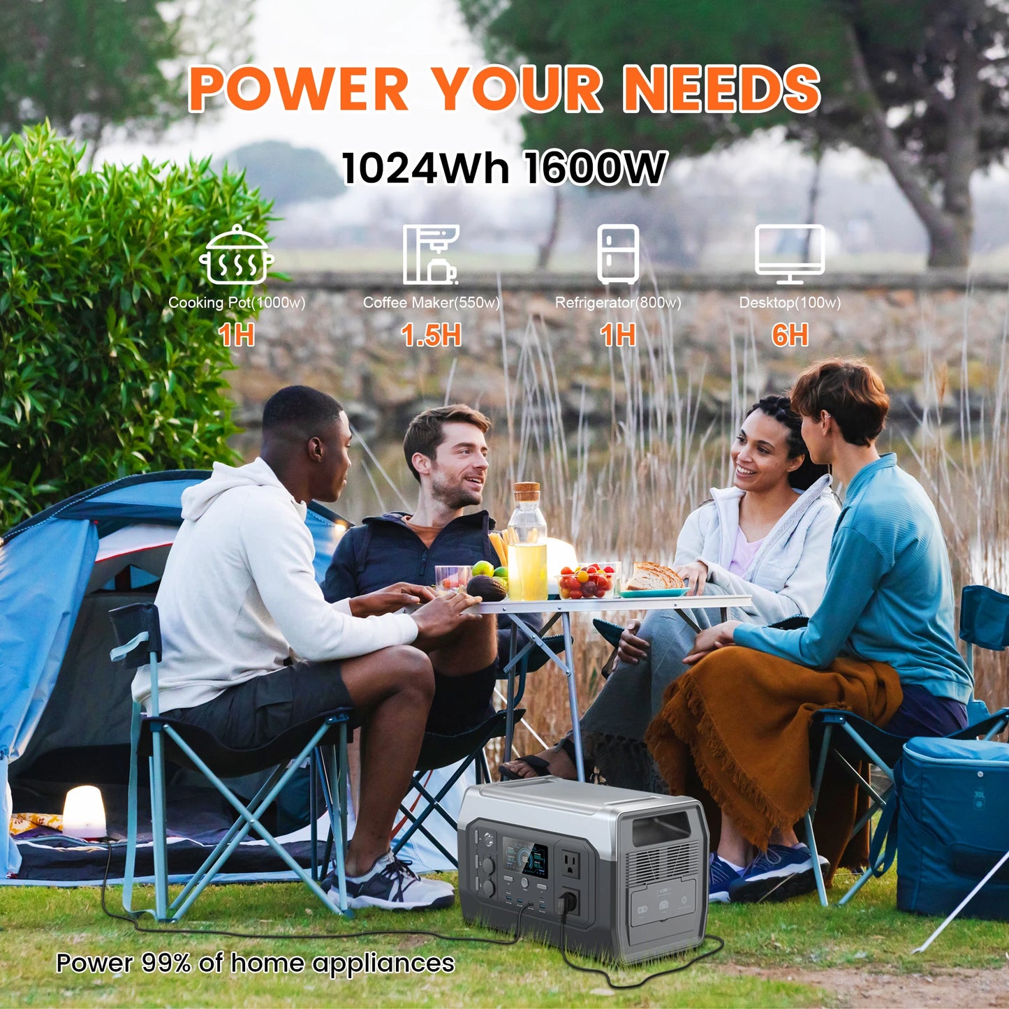 CTOLITY XP1000 1800W Portable Solar Generator Power Station LiFePO4 1024Wh