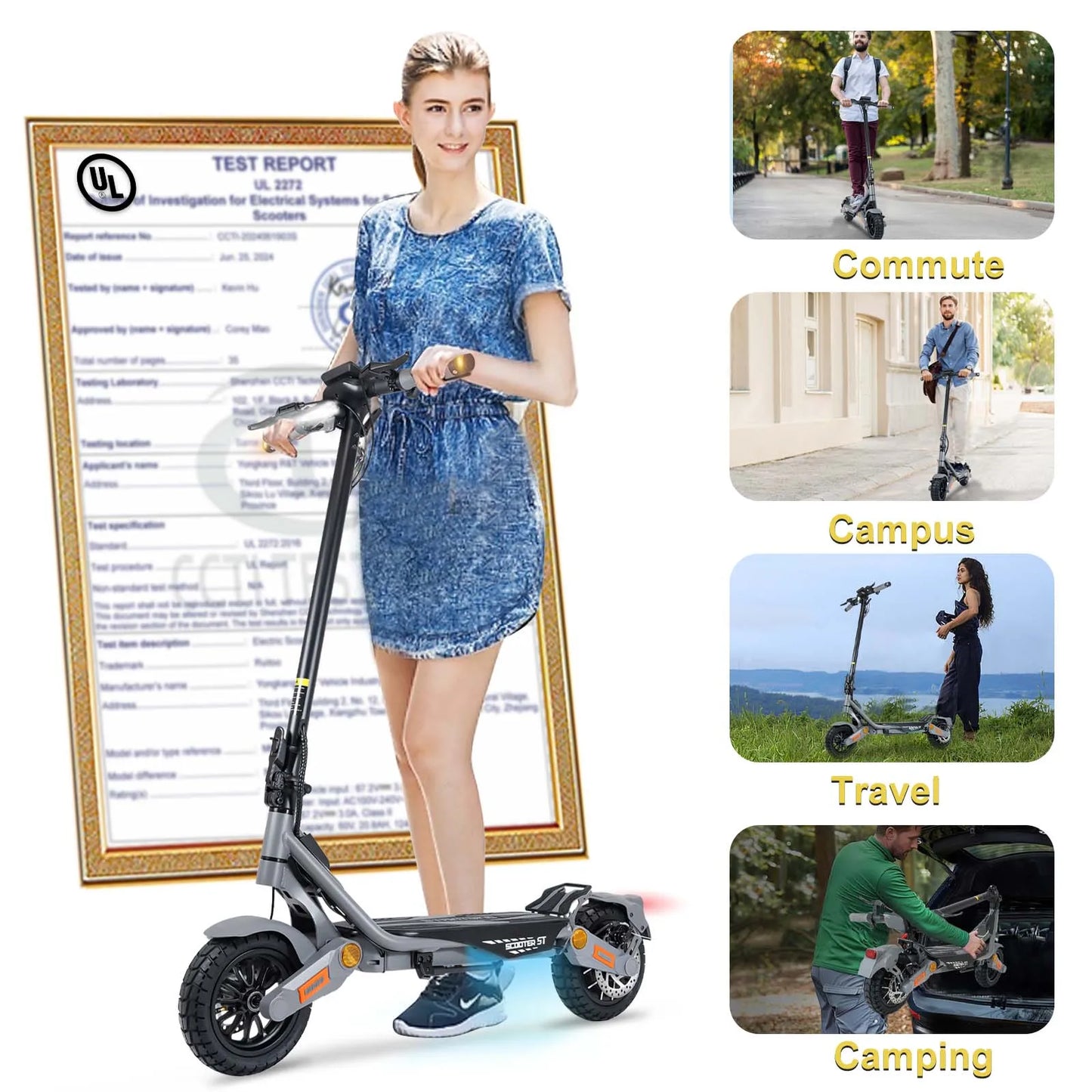 BIkydom Electric Scooter 1200W 48V Foldable With Disc Brakes