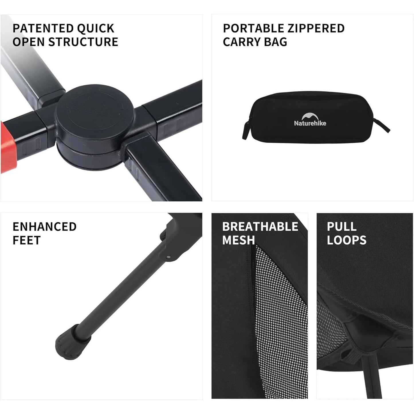 Naturehike Ultralight Folding Camping Chair Aluminum Alloy 200kg Backpacking