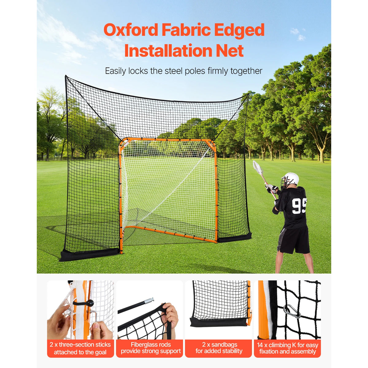 SucceBuy Hockey And Lacrosse Goal Backstop Net For Backyard Practice
