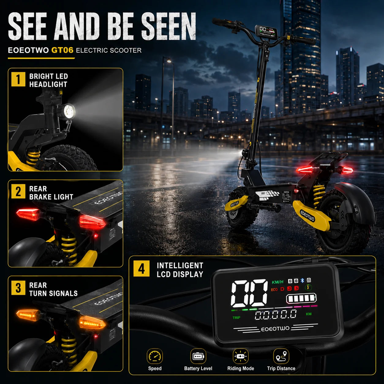 EOEOTWO 1200W Off Road Electric Scooter For Adults Long Range