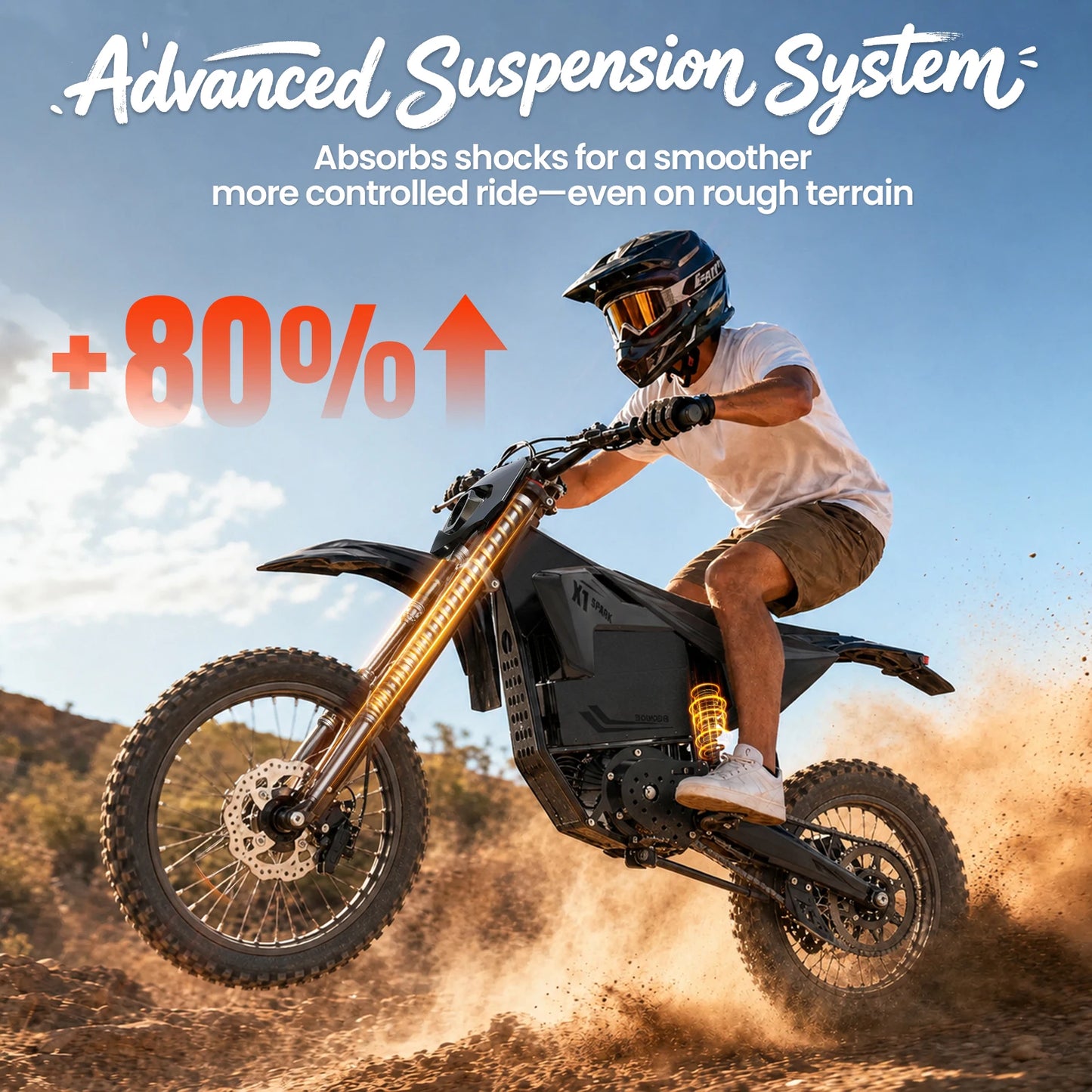 QRONGE X1 Spark Electric Dirt Bike Featuring Dual Suspension