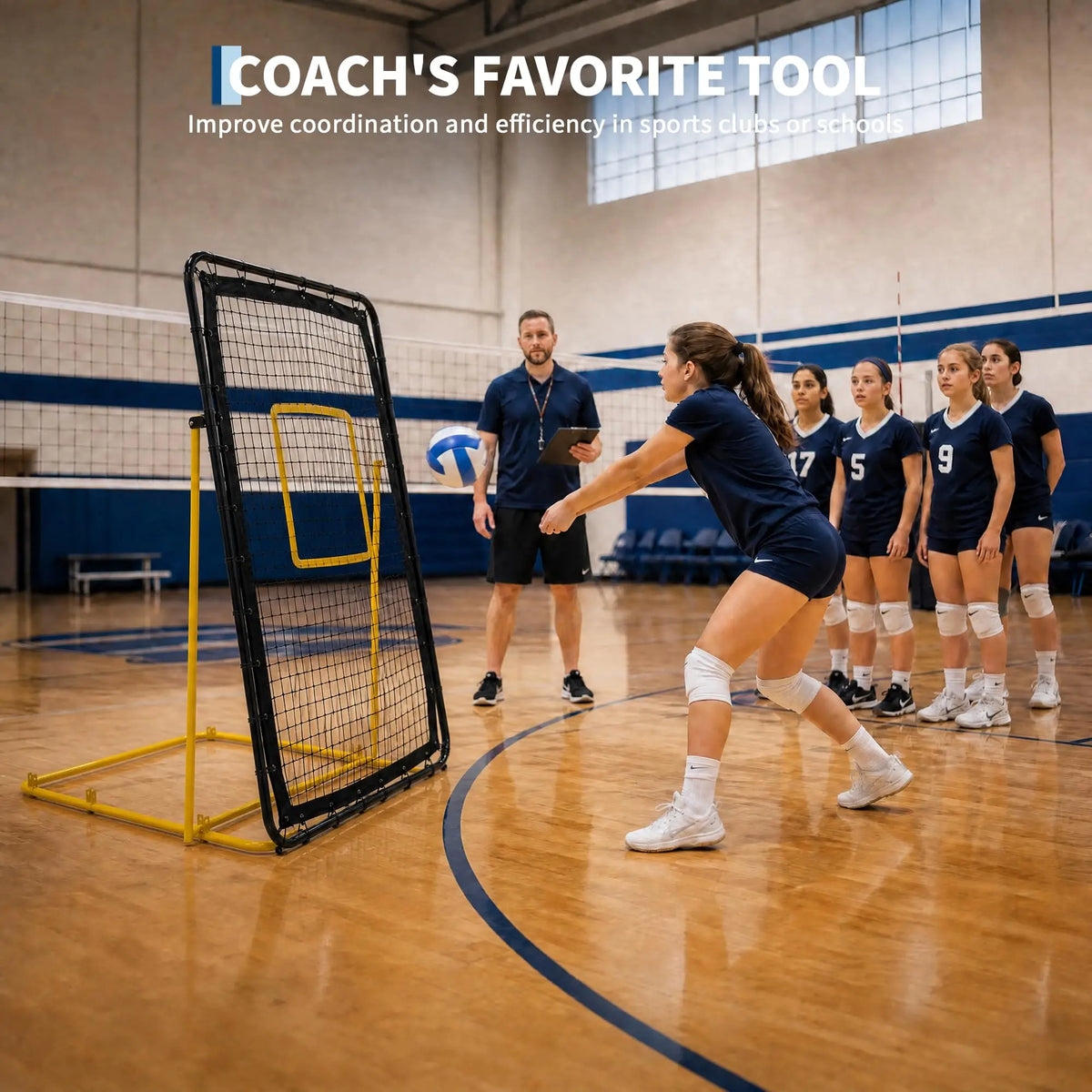 Adjustable Volleyball Rebounder Net for Passing, Hitting and Spiking Practice