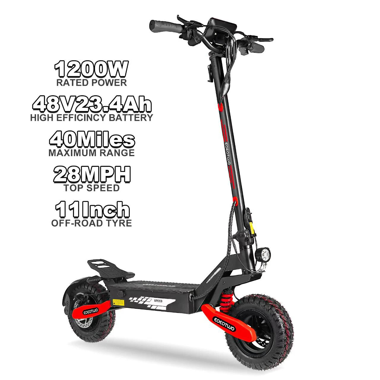 EOEOTWO 1200W Off Road Electric Scooter For Adults Long Range