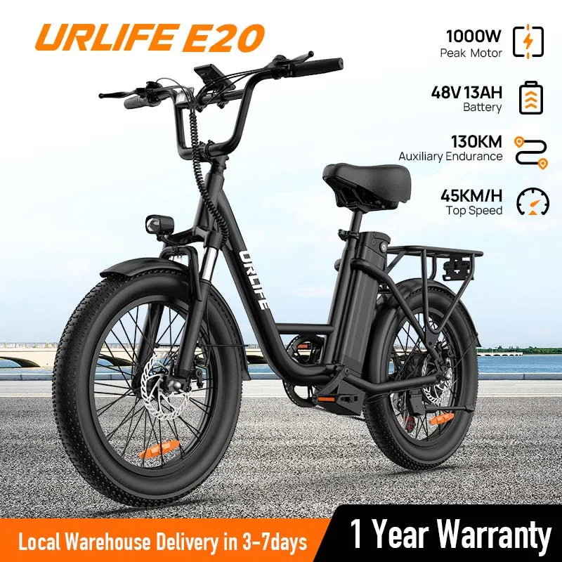 URLIFE 1000W Fat Tire Electric Bicycle With Removable Battery