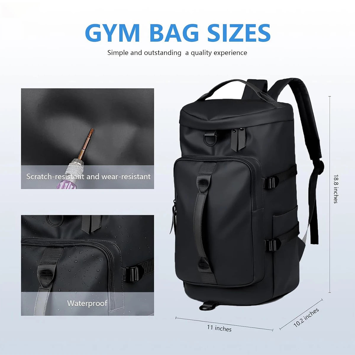 Waterproof Convertible Gym Duffel Backpack Tote Bag For Travel