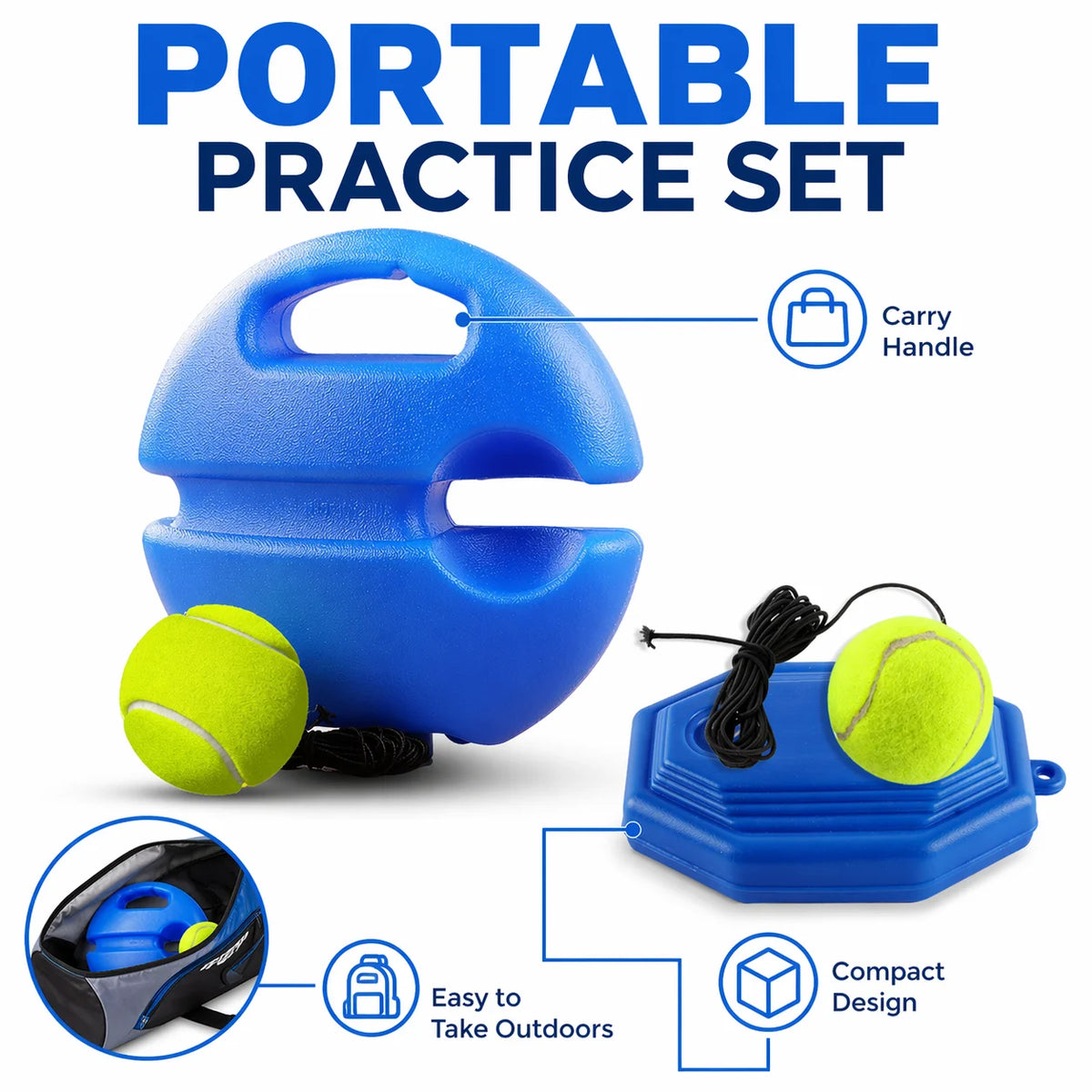 Portable Tennis Rebound Trainer for Solo Practice and Skill Training
