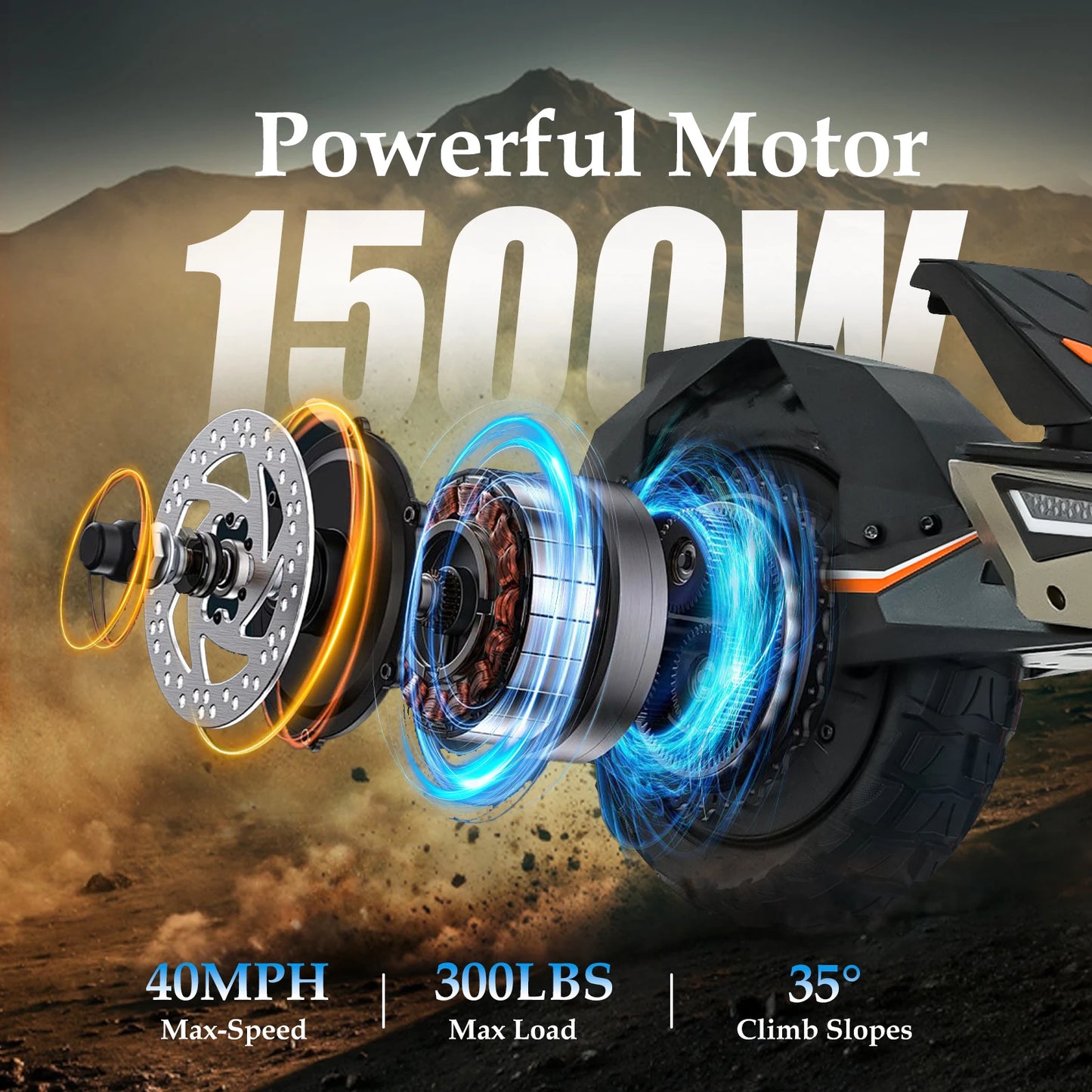 BIkydom 1500W Electric Scooter For Adults With Folding Design