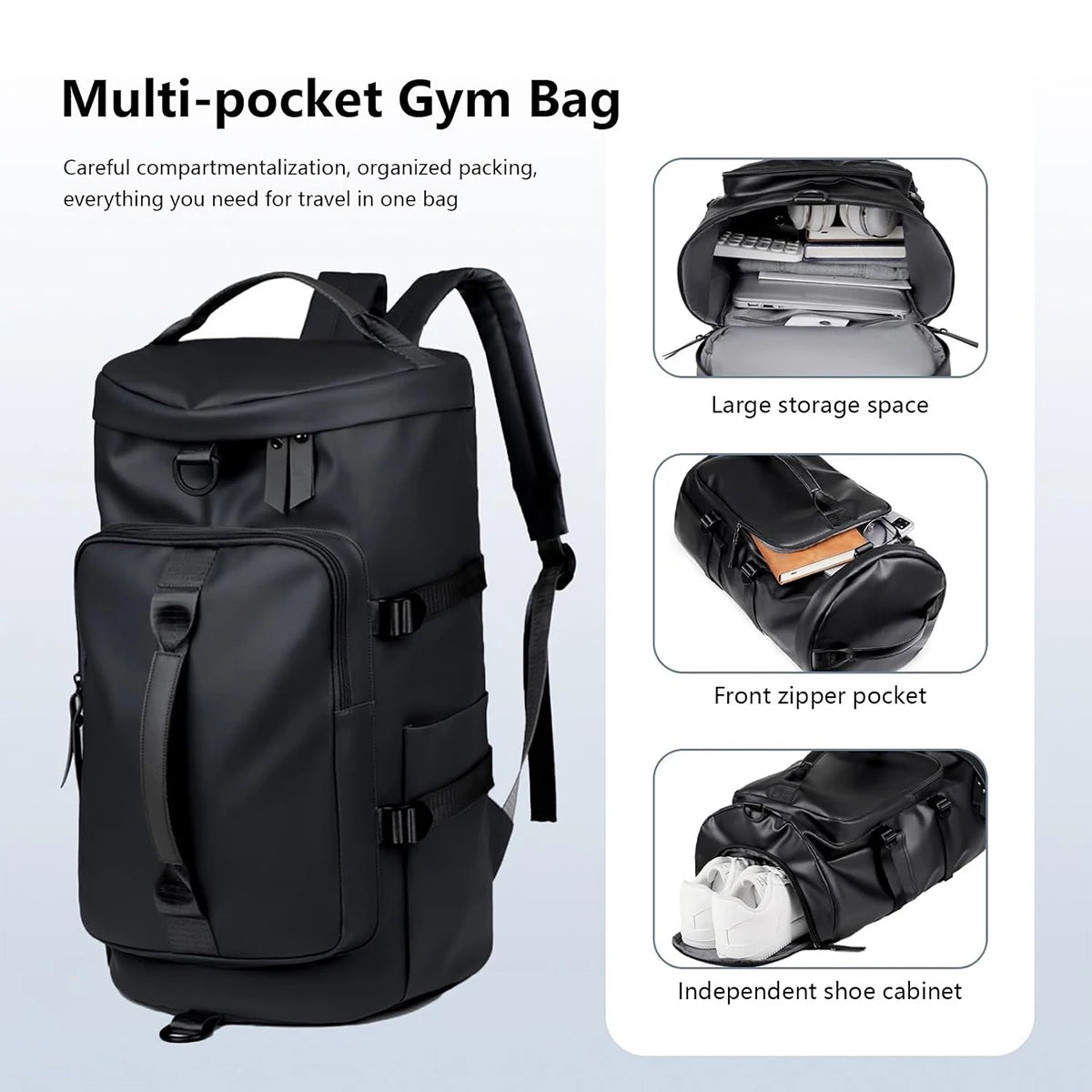 Waterproof Convertible Gym Duffel Backpack Tote Bag For Travel