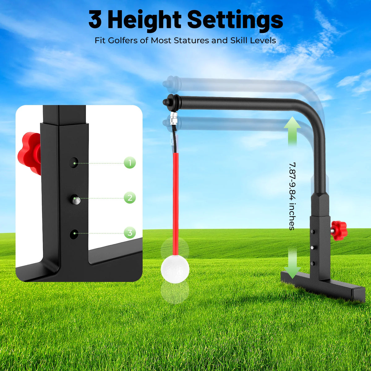 Golf Swing Trainer With Automatic Ball Return for Practice
