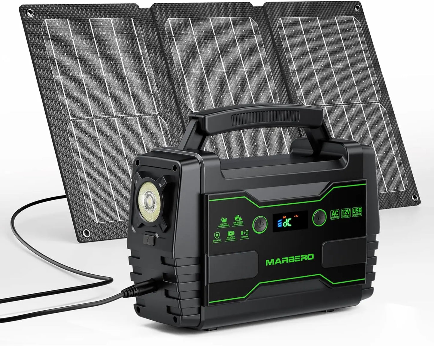 Portable 155Wh Solar Generator With 30W Panel USB QC3 2ACOutlets