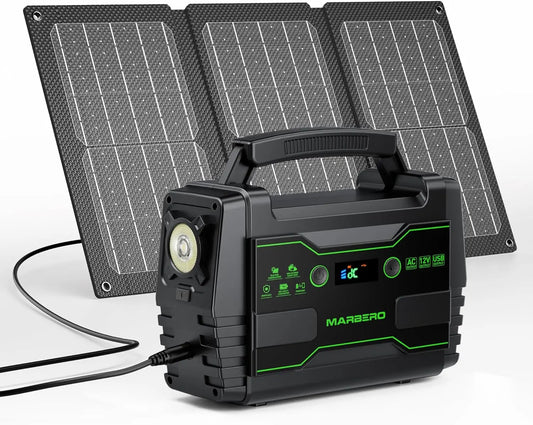 Portable 155Wh Solar Generator With 30W Panel USB QC3 2ACOutlets