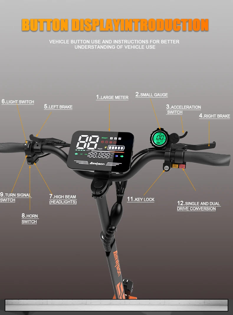 Arwibon GT08 Electric Scooter With Folding Frame And Powerful Motor