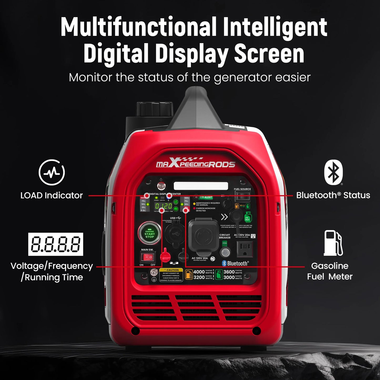 Maxpeedingrods 4KW Dual Fuel Inverter Generator LPG Gas Bluetooth