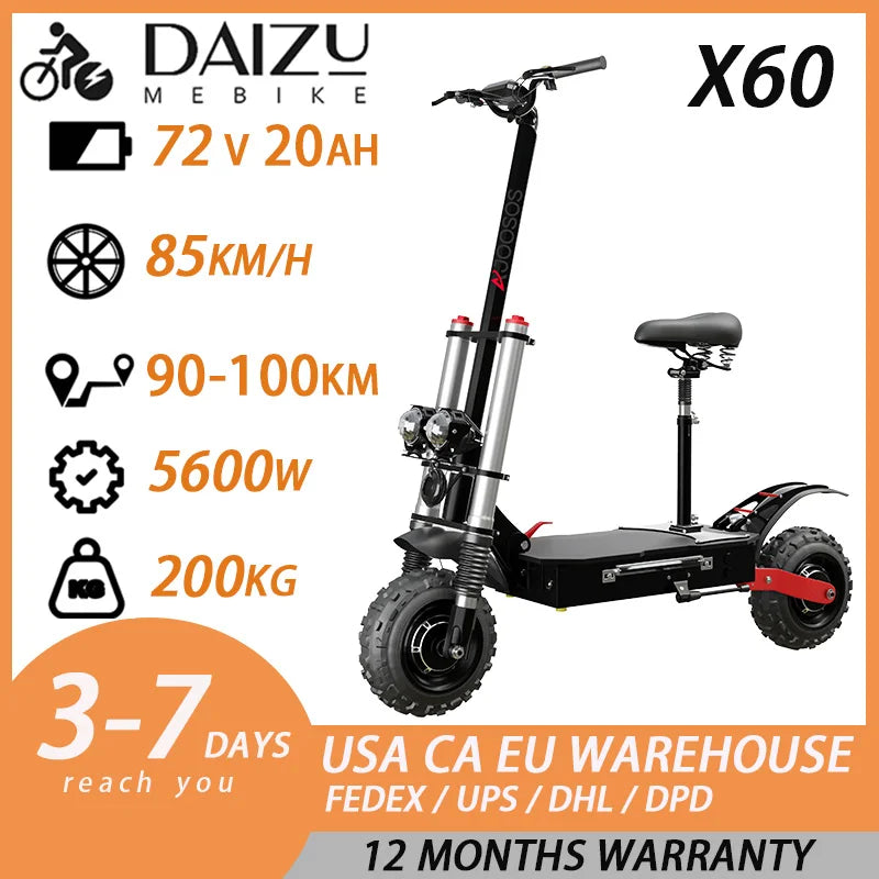 Dual Motor 6000W Folding Electric Scooter For Adults