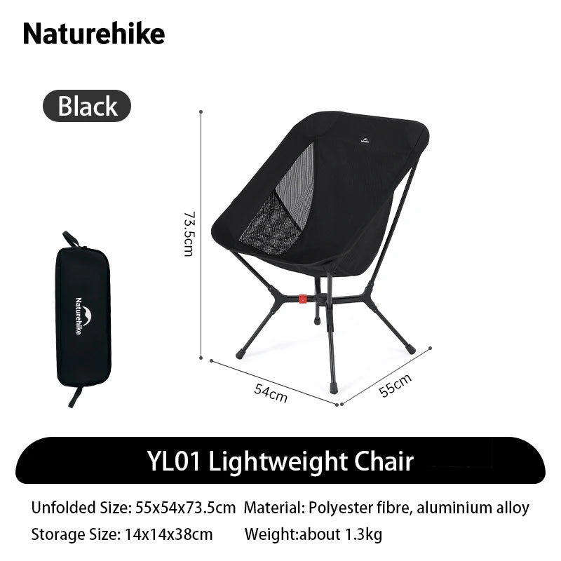Naturehike Ultralight Folding Camping Chair Aluminum Alloy 200kg Backpacking