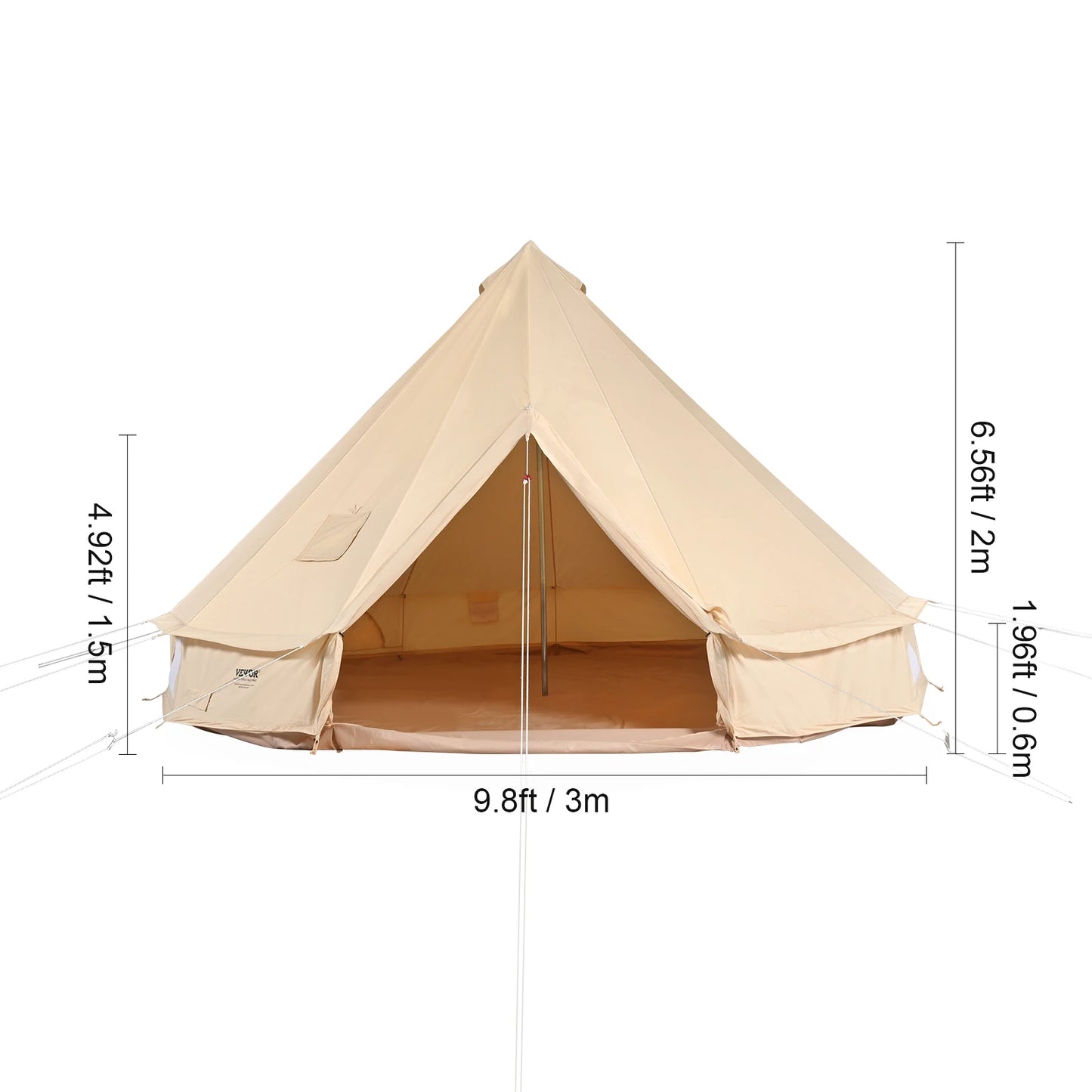 SucceBuy Canvas Bell Tent For Camping Breathable Sleeps 8 People