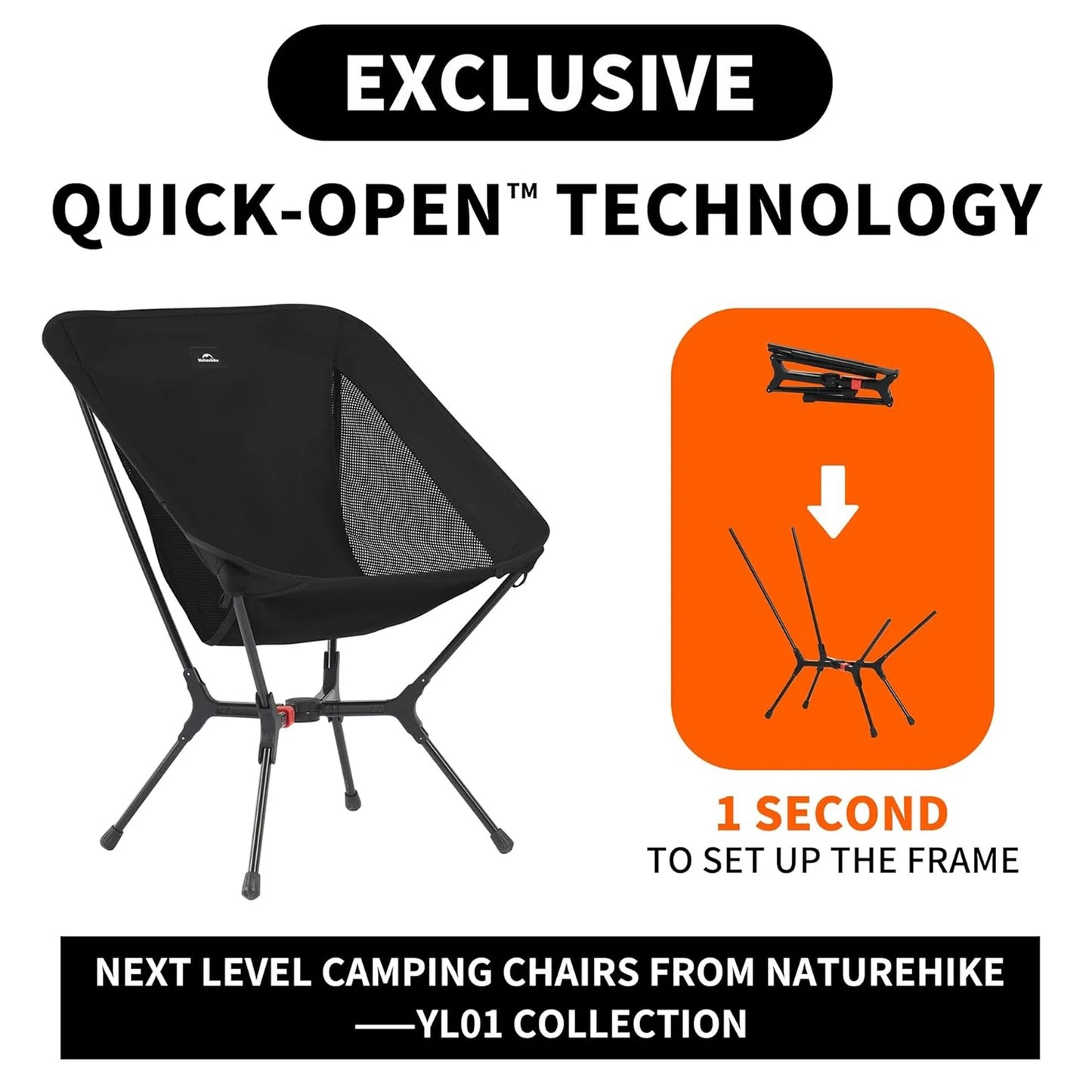 Naturehike Ultralight Folding Camping Chair Aluminum Alloy 200kg Backpacking