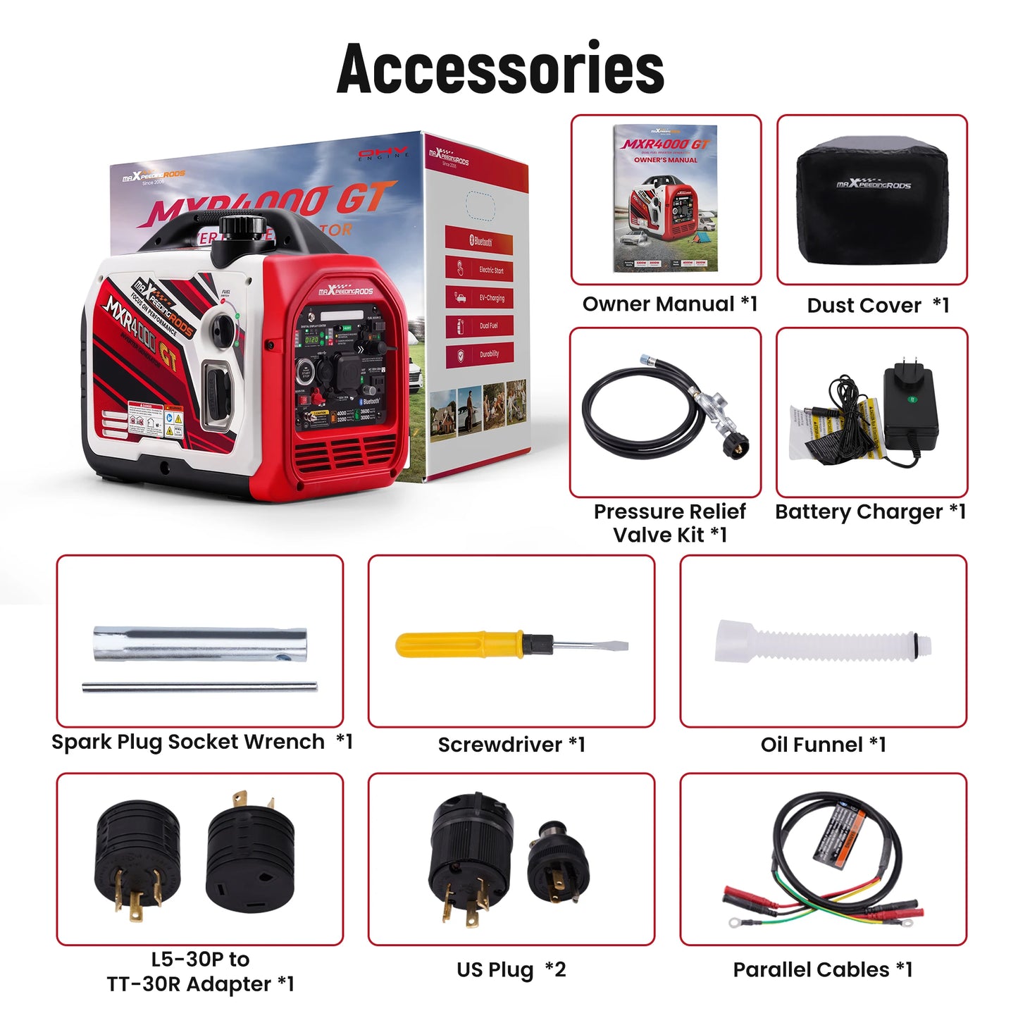 Maxpeedingrods 4KW Dual Fuel Inverter Generator LPG Gas Bluetooth