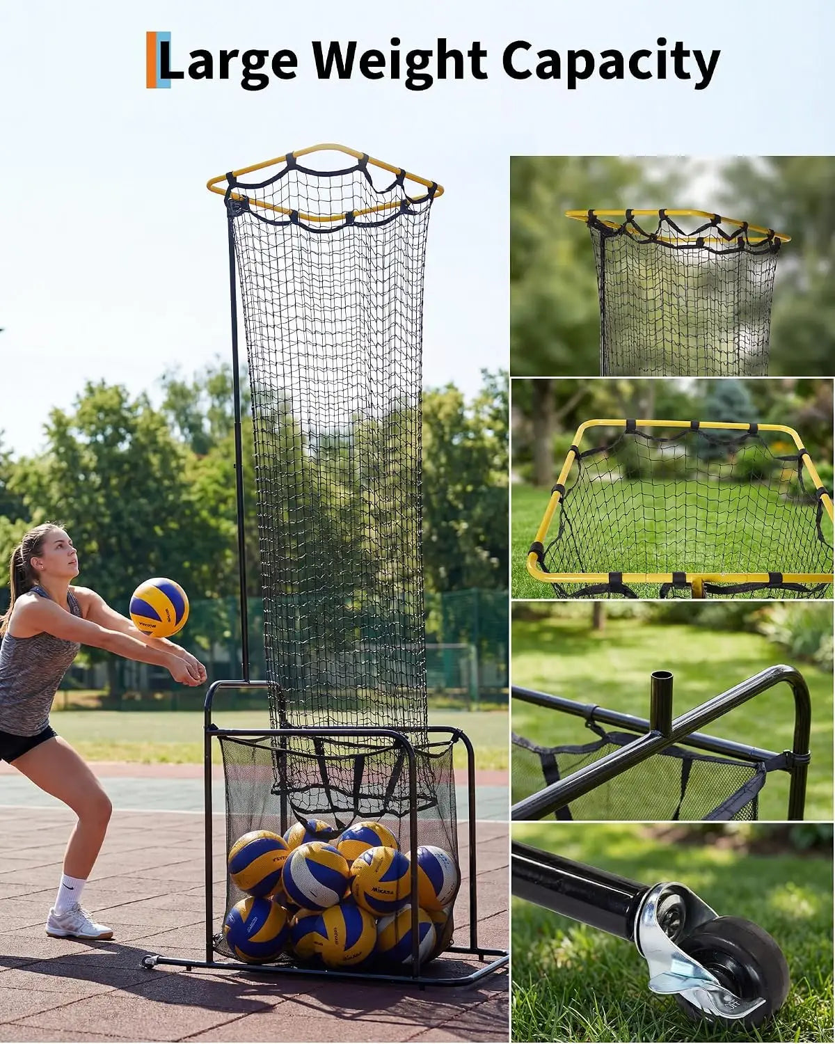 HiMISS Volleyball Setter Training Net with Ball Return Basket
