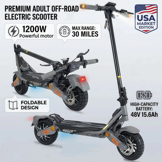 BIkydom Electric Scooter 1200W 48V Foldable With Disc Brakes