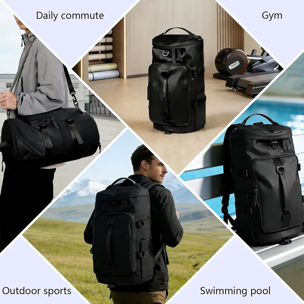 Waterproof Convertible Gym Duffel Backpack Tote Bag For Travel