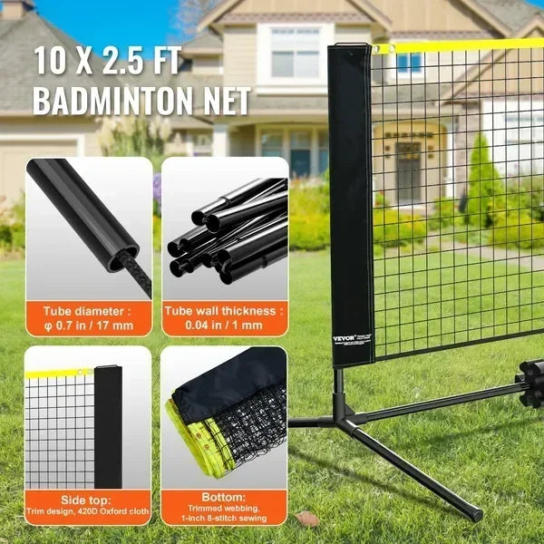 Portable Adjustable Badminton Volleyball And Pickleball Net Set