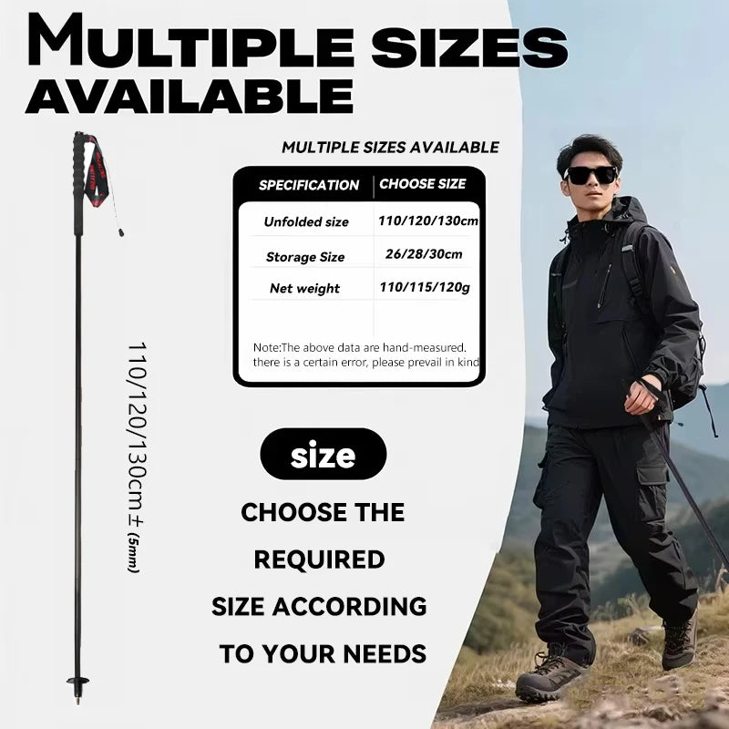 OKHEALING Ultralight Carbon Fiber Trekking Poles Anti Shock Foldable