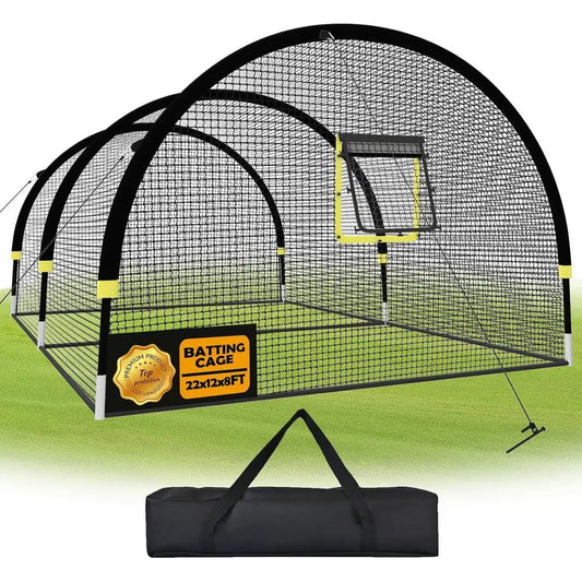 Portable Baseball And Softball Practice Cage With Pitching Machine Hole