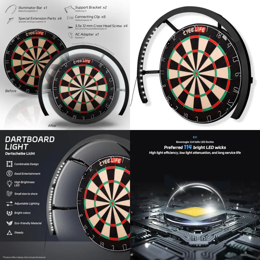 LED Dartboard Light With Secure Universal Fit And Easy Assembly