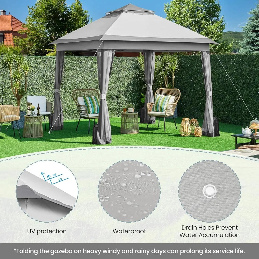Pop Up Gazebo Canopy Instant Sun Shade Tent With Sandbags