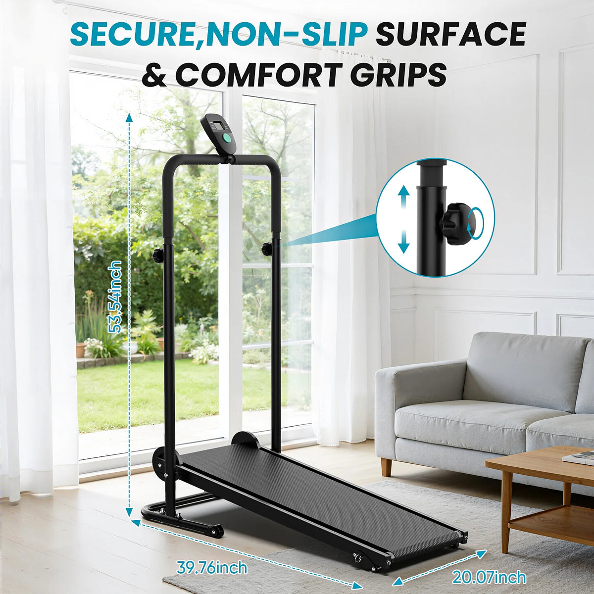 AKLUER Nonmotorized Treadmill With Adjustable Incline And LCD Monitor