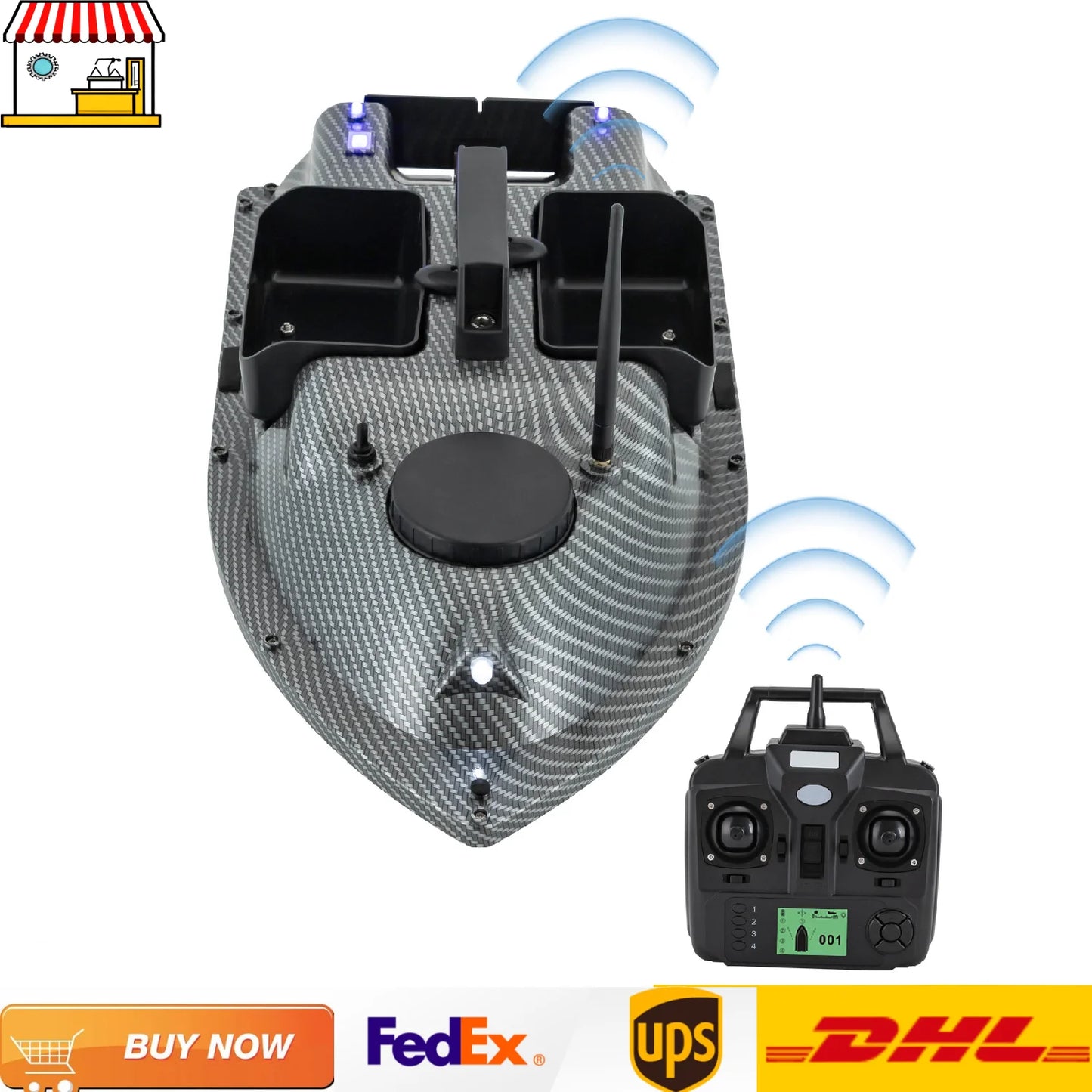 Rechargeable GPS Fishing Bait Boat With Two Batteries