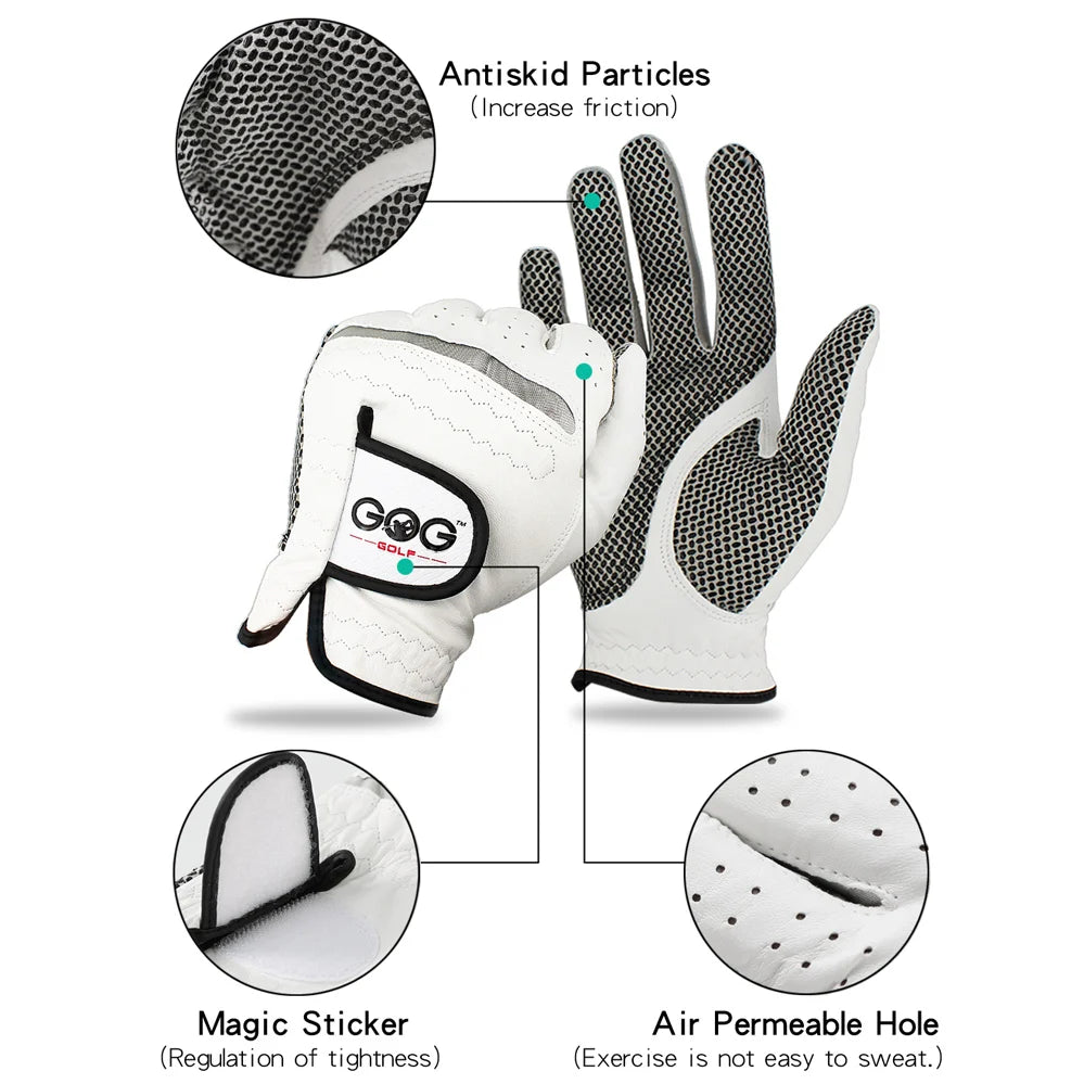 GVOVLVF Genuine Sheepskin Leather Mens Non Slip Golf Gloves