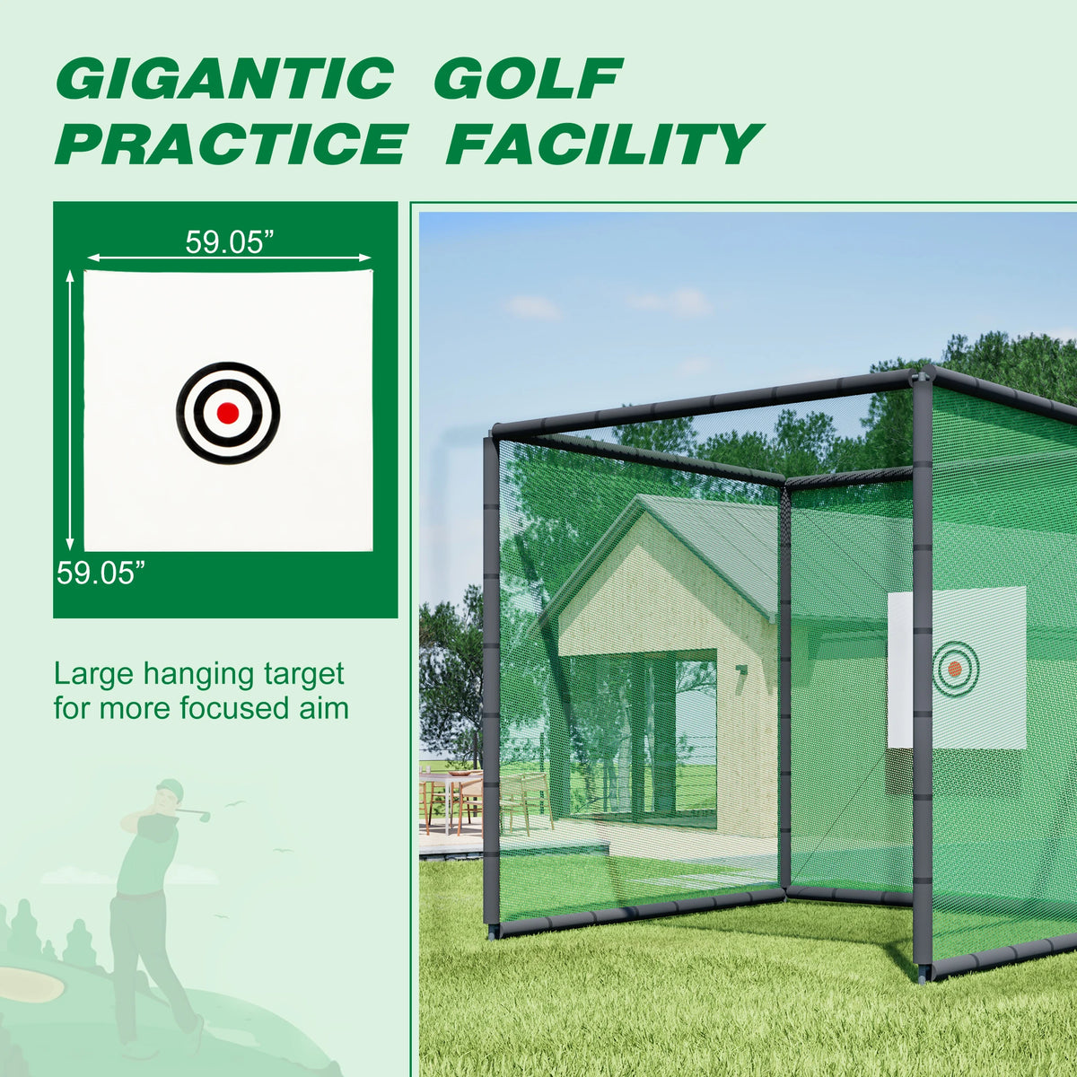 Indoor Outdoor Golf Practice Net Cage With Metal Frame for Training
