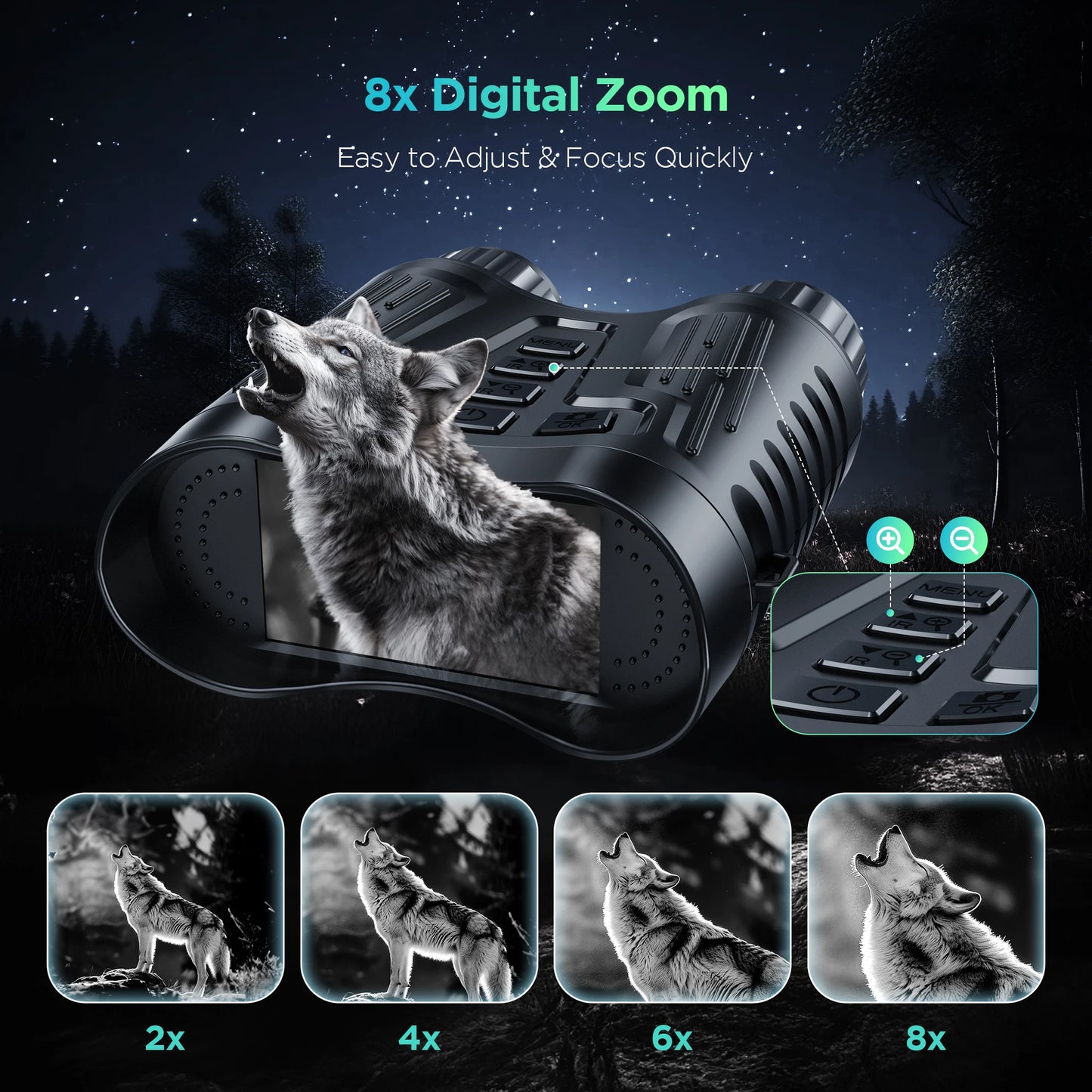 Letcmoi Night Vision 4K UHD Infrared Telescope Binocular With 8X Zoom