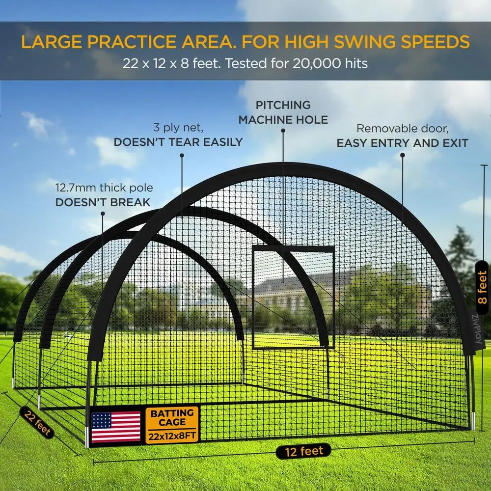 Portable Baseball Batting Cage Net With Pitching Line And Hole