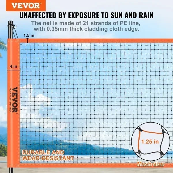 Portable Volleyball And Badminton Net Set With Adjustable Steel Poles