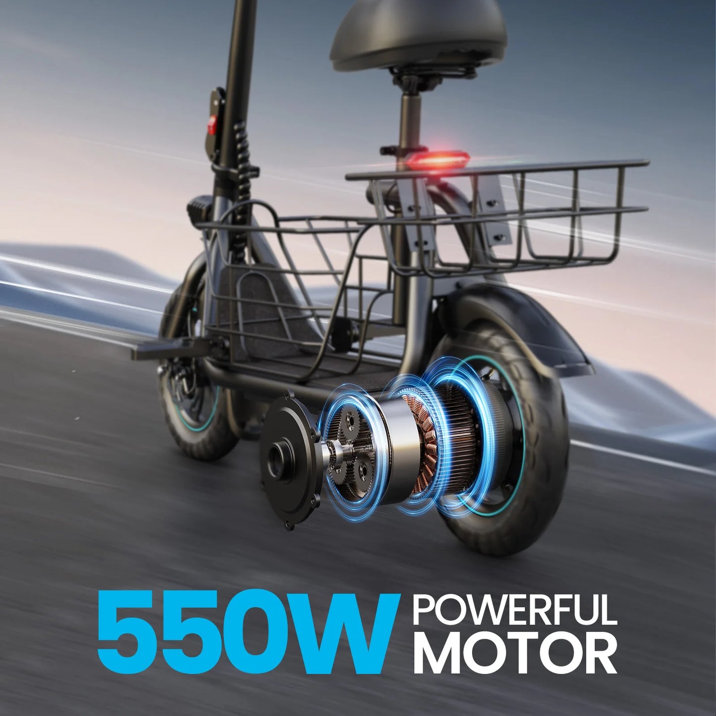 Gyroor Foldable Electric Scooter With Pet Basket And Seat