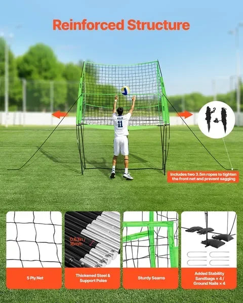 Adjustable Volleyball Training Net System With Ball Return
