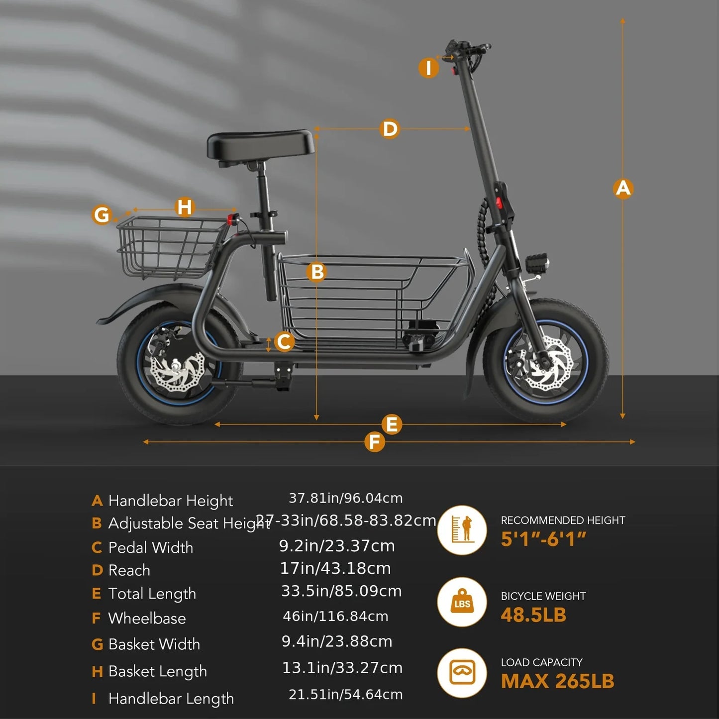 Gyroor Foldable Electric Scooter With Pet Basket And Seat