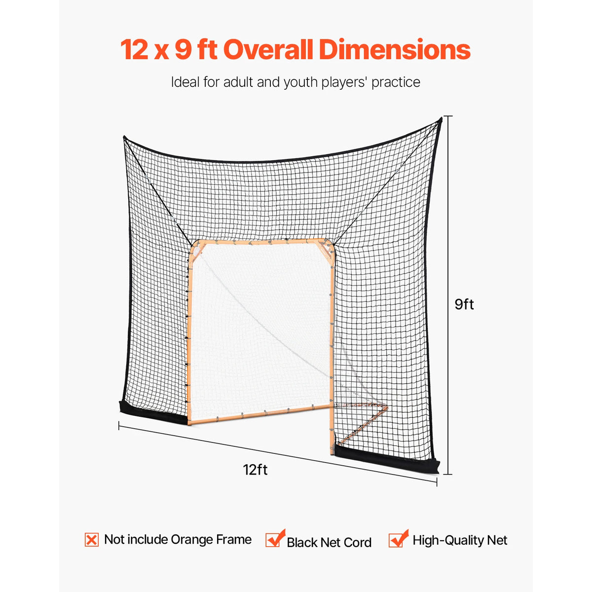 SucceBuy Hockey And Lacrosse Goal Backstop Net For Backyard Practice