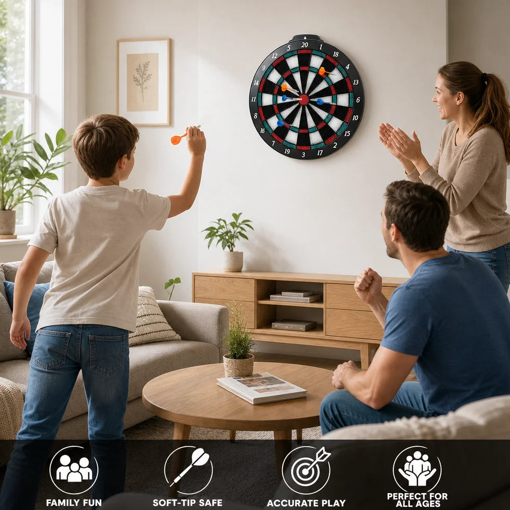 Soft Tip Dartboard Set with Stand for Indoor Family Games