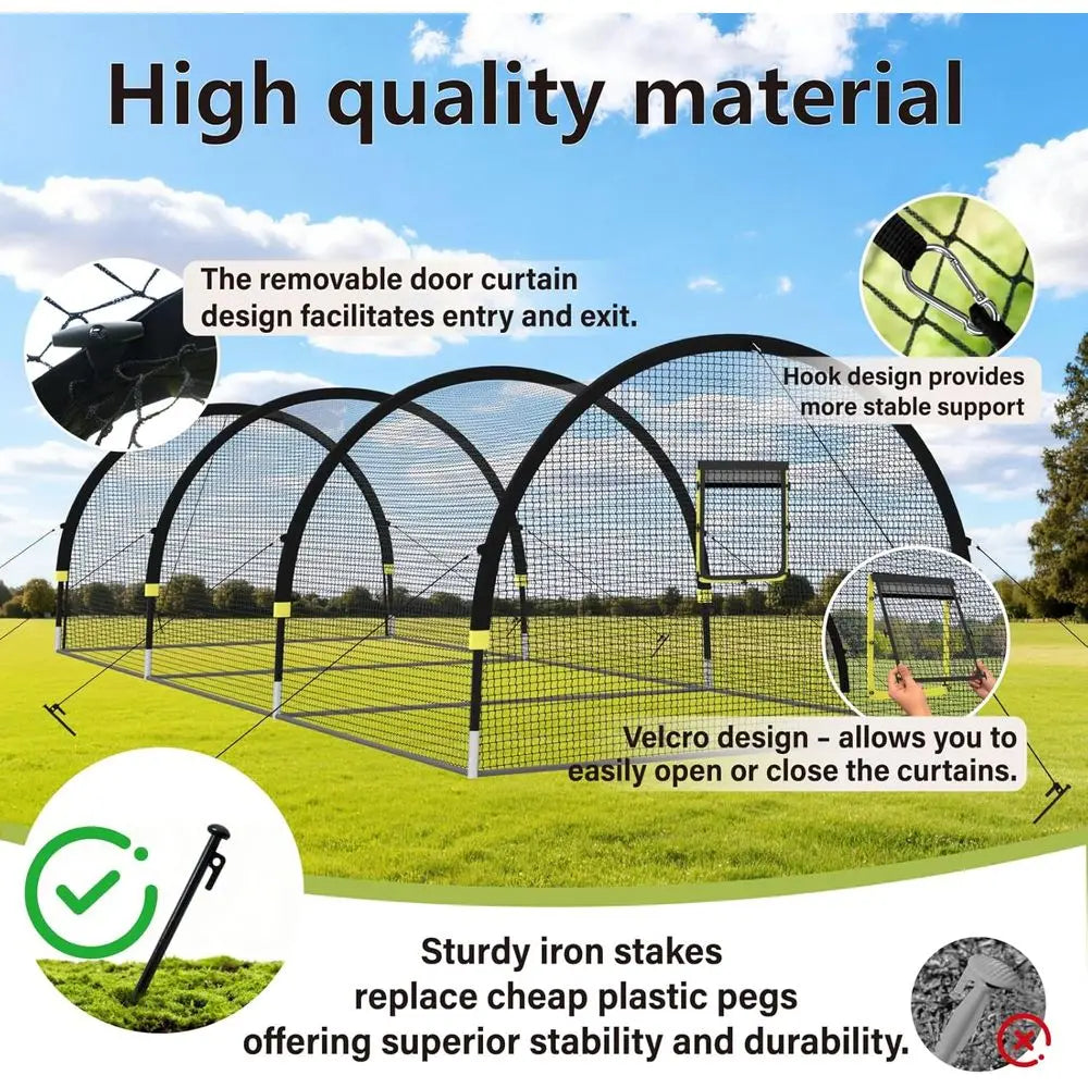 Portable Baseball And Softball Practice Cage With Pitching Machine Hole