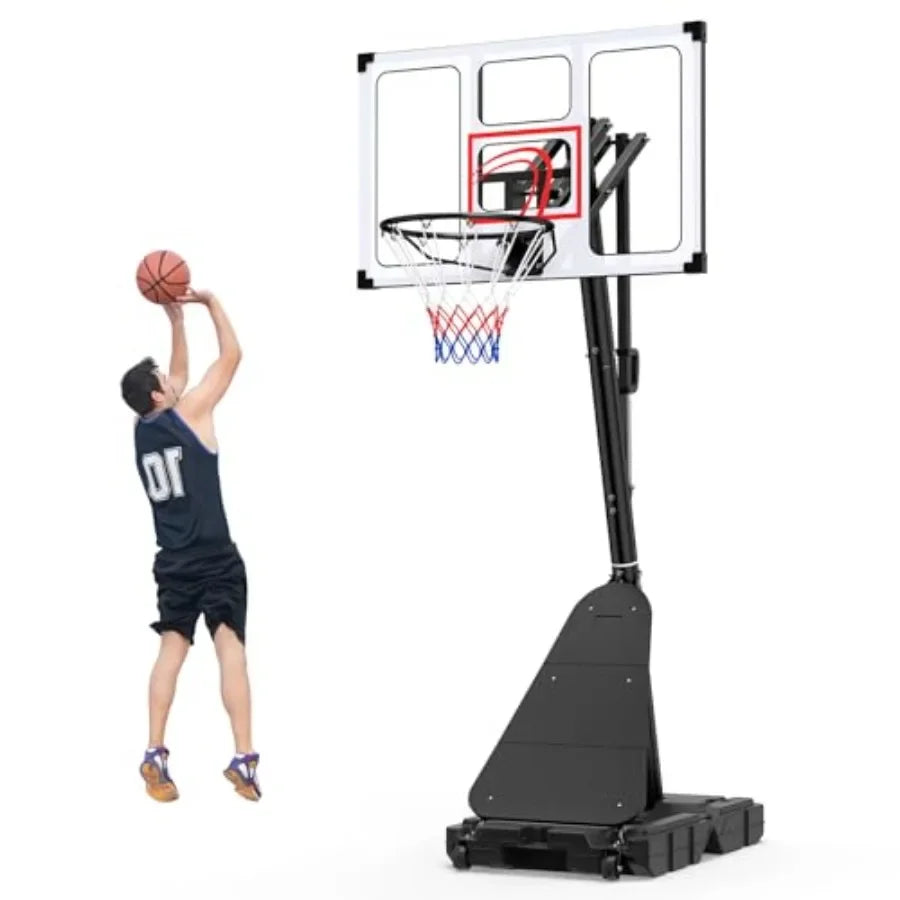 Portable Outdoor Basketball Hoop System With Shatterproof Backboard And Rebounder