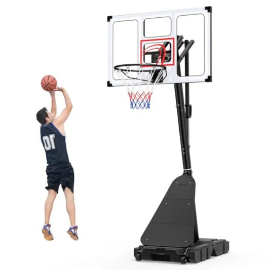 Portable Outdoor Basketball Hoop System With Shatterproof Backboard And Rebounder