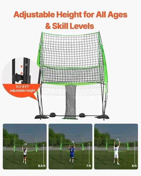 Adjustable Volleyball Training Net System With Ball Return